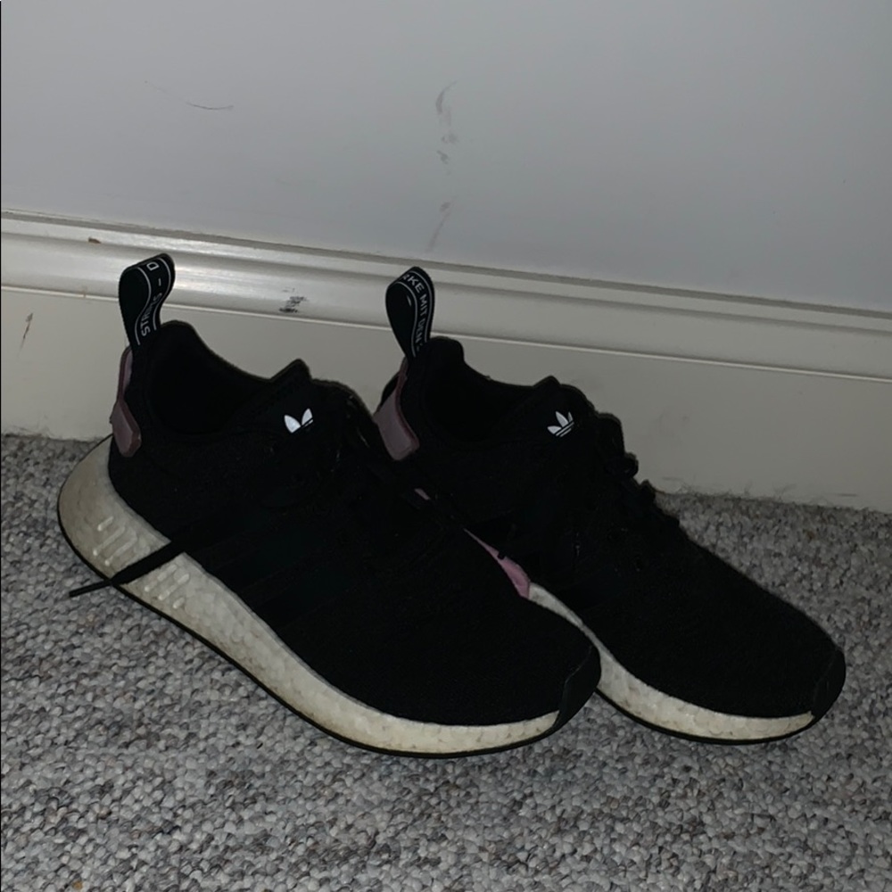 Adidas NMD R2 black and pink trim